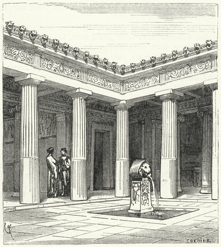 Dorische binnenplaats van een oud-Grieks huis door Eugene Emmanuel after Viollet le Duc