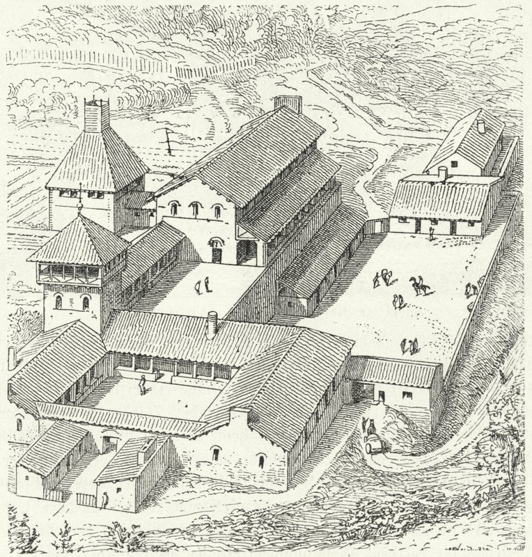 Merovingisch koninklijk paleis door Eugene Emmanuel after Viollet le Duc