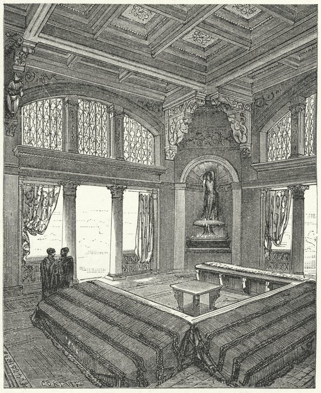 Triclinium, formele eetkamer in een Romeins gebouw door Eugene Emmanuel after Viollet le Duc