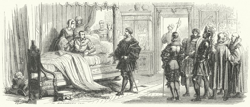 Ontmoeting tussen de Heilige Roomse Keizer Karel V en zijn gevangene, koning Francis I van Frankrijk, in Madrid, 1525 door European School