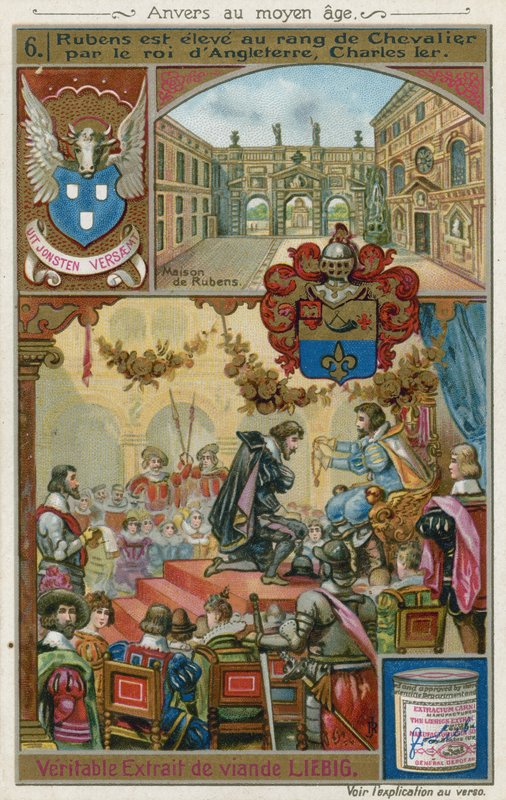 Peter Paul Rubens ontvangt een ridderorde van koning Karel I van Engeland, 1630 door European School