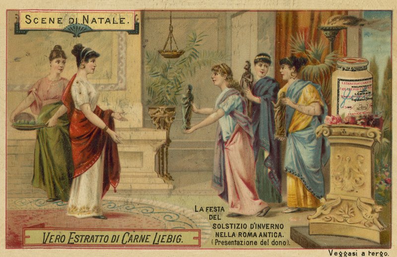 Een geschenk aanbieden, festival van de winterzonnewende in het oude Rome door European School
