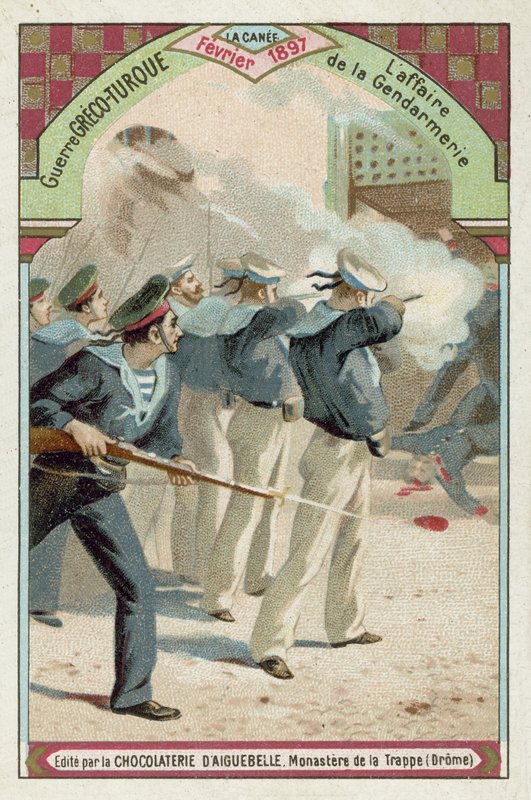 Het incident van de Gendarmerie, Chania, Kreta, Grieks-Turkse Oorlog, februari 1897 door European School