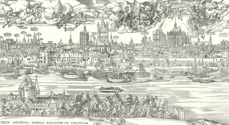 Uitzicht op het leven aan de Rijn in Keulen, 1531 door European School