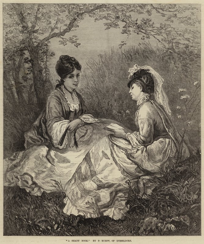 Een schaduwrijk hoekje (gravure) door European School