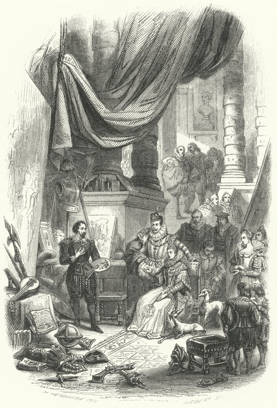 Albert en Isabella van Oostenrijk bezoeken het atelier van Peter Paul Rubens door European School