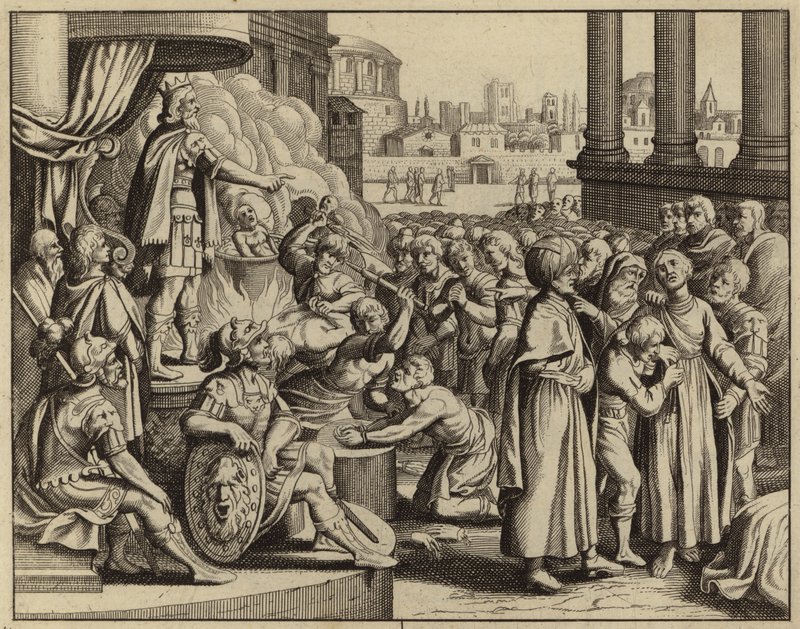 Antiochus en het martelaarschap van de vrouw met zeven zonen (gravure) door European School