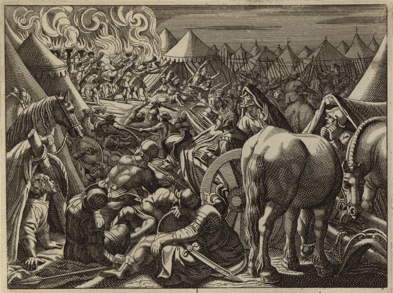 Aanval op het kamp van Midian door de 300 soldaten gekozen door Gideon door European School