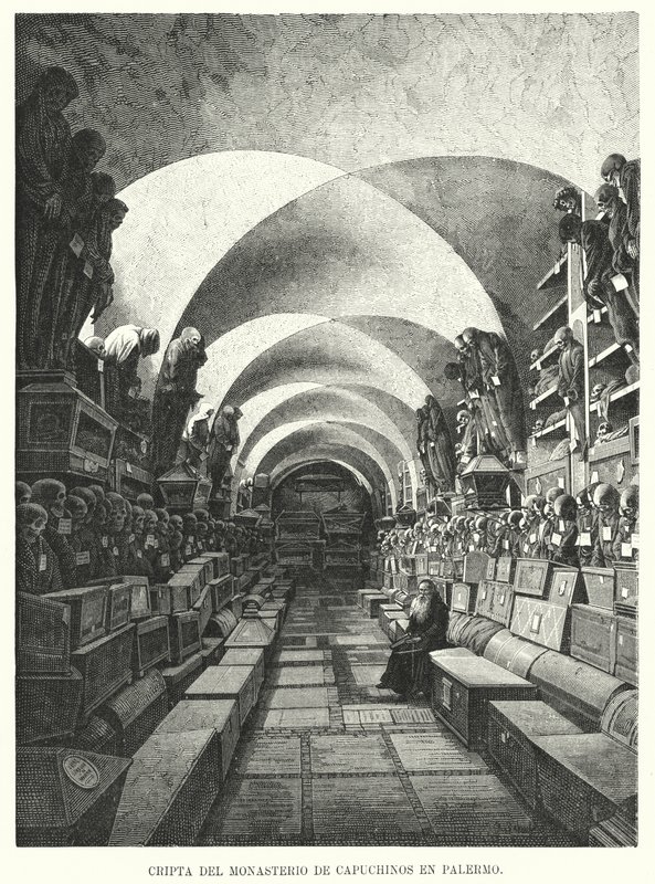 Catacomben van het Kapucijnenklooster, Palermo, Sicilië, Italië door European School