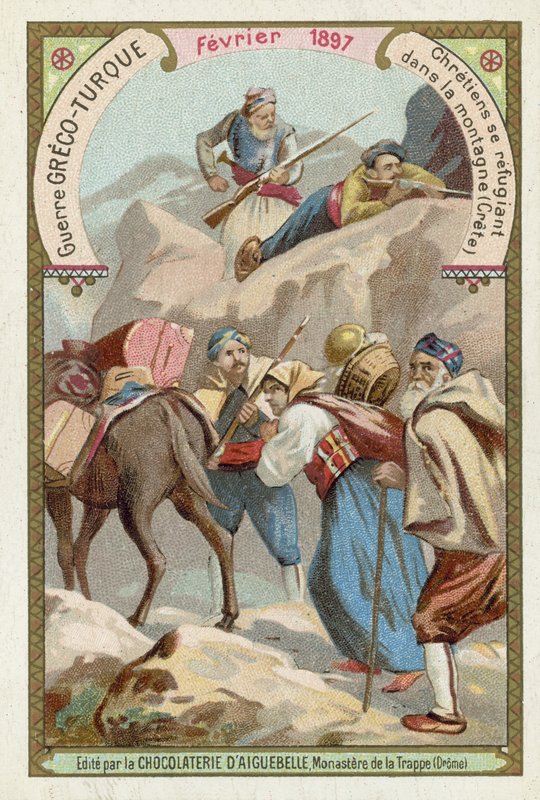 Christenen zoeken toevlucht in de bergen van Kreta, Grieks-Turkse oorlog, februari 1897 door European School