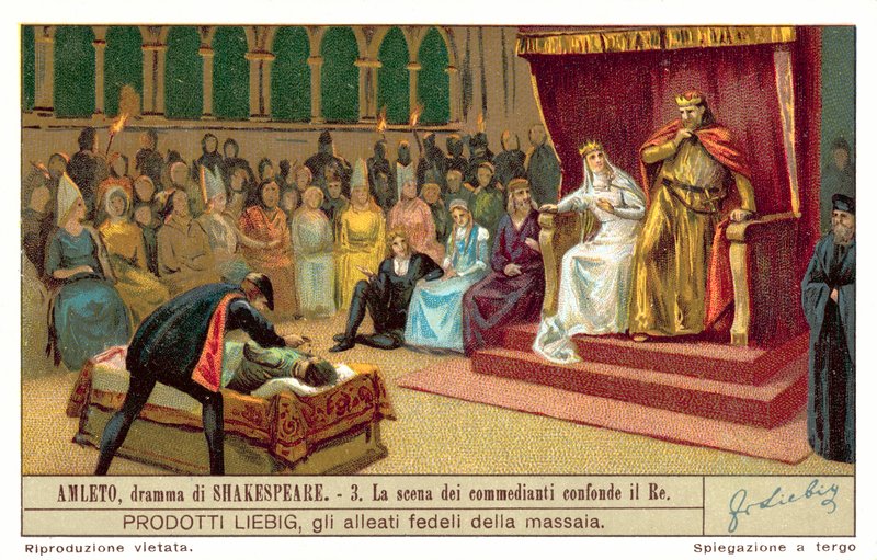 Claudius reageert op de scène die de moord op de Speler-Koning afbeeldt door European School