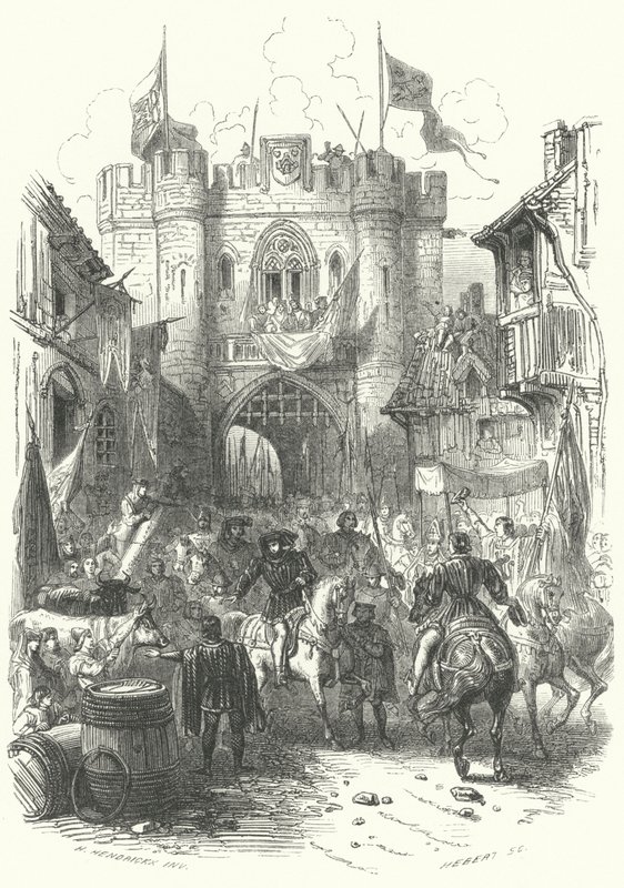 Intocht van Filips de Stoute, hertog van Bourgondië, in Antwerpen (gravure) door European School