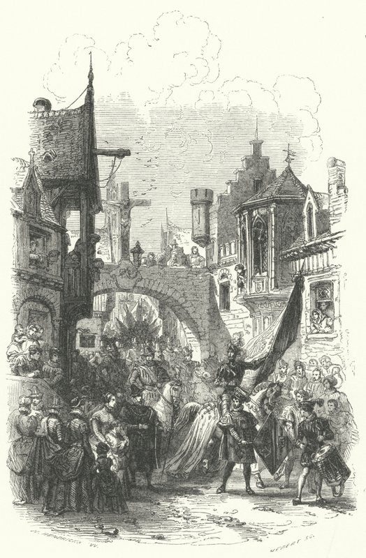Intocht van een rederijkerskamer, een toneelvereniging, in Antwerpen door European School