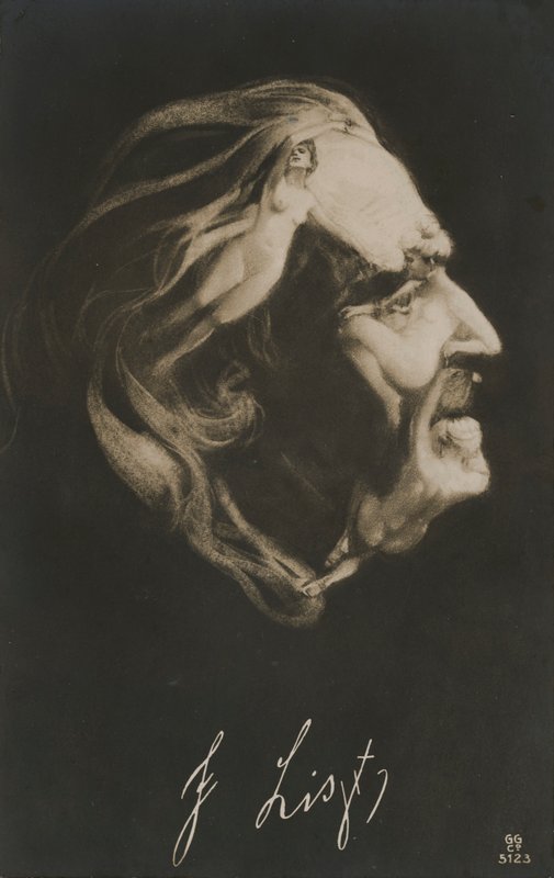 Franz Liszt, Hongaars componist, dirigent en pianist (litho) door European School