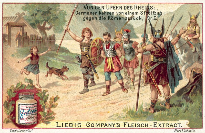 Germaanse krijgers keren terug van een aanval op de Romeinen, 9 n.Chr. door European School