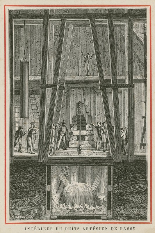 Interieur van de artesische putten van Passy, Parijs door European School