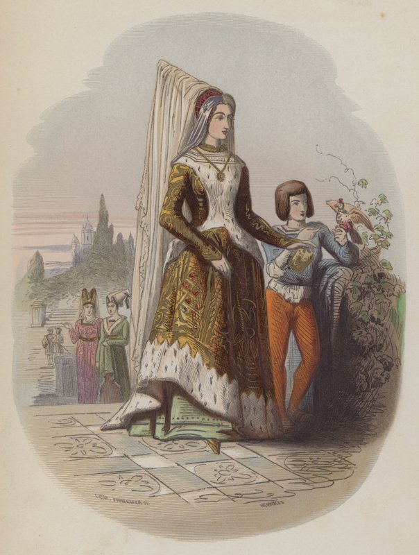 Maria van Bourgondië, eerste vrouw van de toekomstige Heilige Roomse Keizer Maximiliaan I (gekleurde gravure) door European School