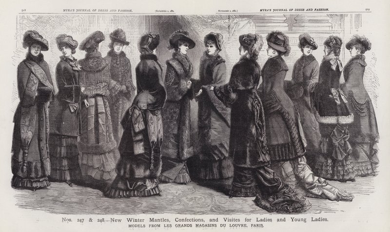 Nieuwe Wintermantels, Confecties en Bezoeken voor Dames en Jonge Dames, Modellen van Les Grands Magasins du Louvre, Parijs door European School