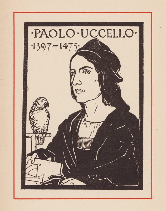 Paolo Uccello, Italiaanse middeleeuwse kunstenaar en wiskundige (litho) door European School
