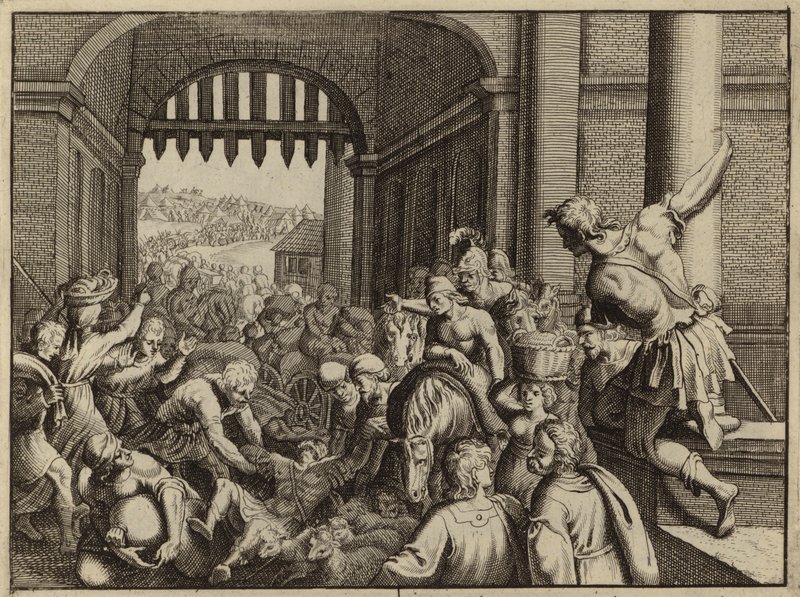 Mensen van Samaria plunderen het verlaten kamp van de Arameeërs door European School