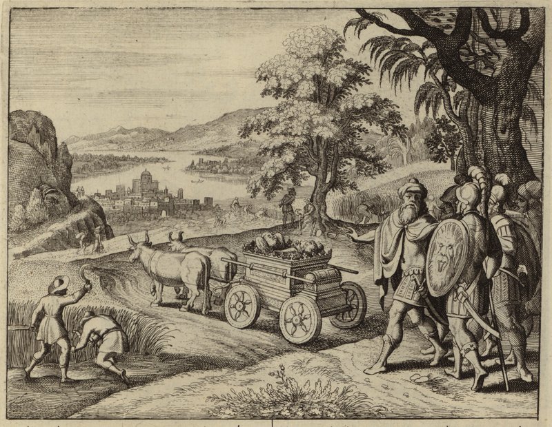 Filistijnen geven de Ark van het Verbond terug aan de Israëlieten (gravure) door European School