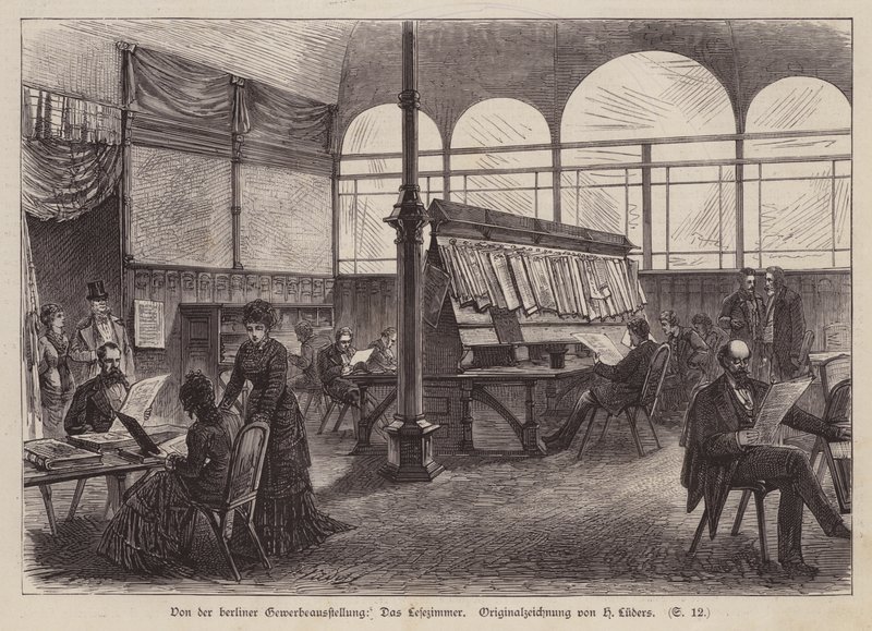 Leeszaal op de Berlijnse Tentoonstelling van Handel en Industrie, Duitsland door European School
