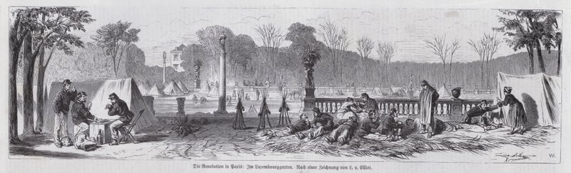 Scène in de Jardin du Luxembourg onder de Parijse Commune door European School