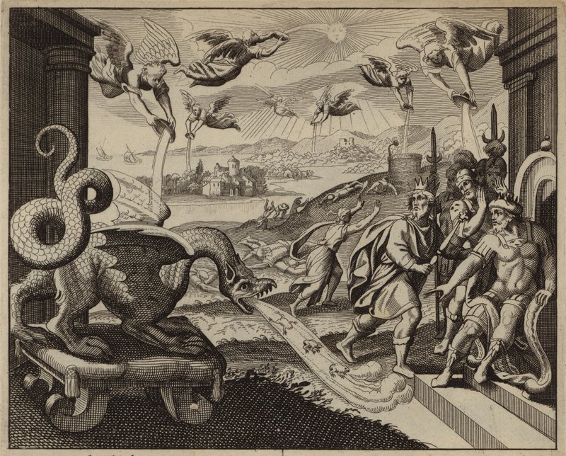 Zeven engelen legen zeven schalen gevuld met Gods toorn door European School