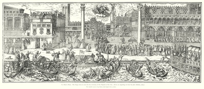 San Marcoplein, de Doge staat op het punt te vertrekken voor de ceremonie van de huwelijksvoltrekking met de zee door European School