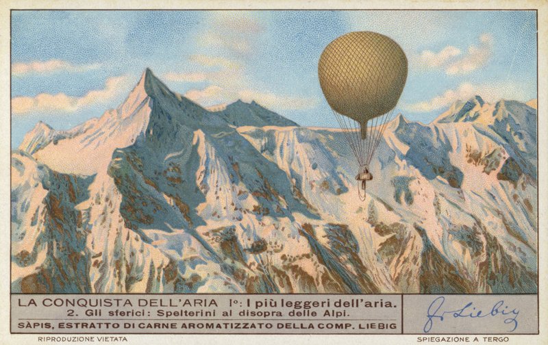 Zwitserse ballonvaarder Eduard Spelterini vliegt over de Alpen door European School