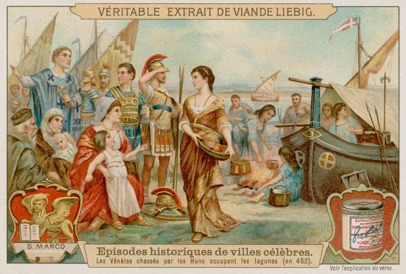De Venetianen worden in 452 door de Hunnen de lagune in gedreven door European School