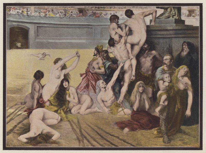 Het circus, mensen naar de leeuwen gegooid in een Romeins arena door European School