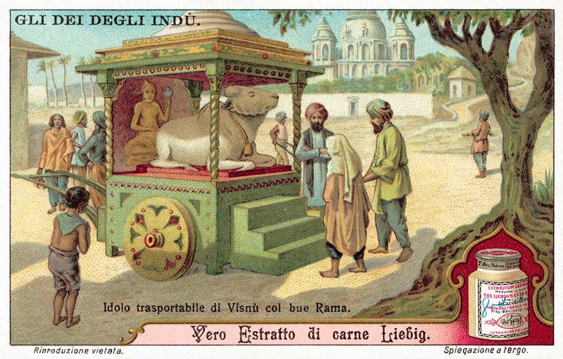 Draagbaar idool van Vishnu met de os Rama door European School