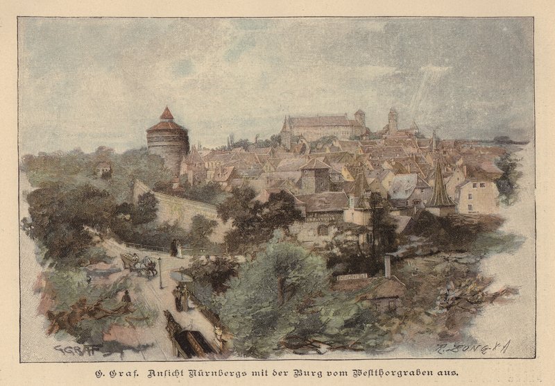 Uitzicht op Neurenberg en zijn kasteel, Duitsland door European School