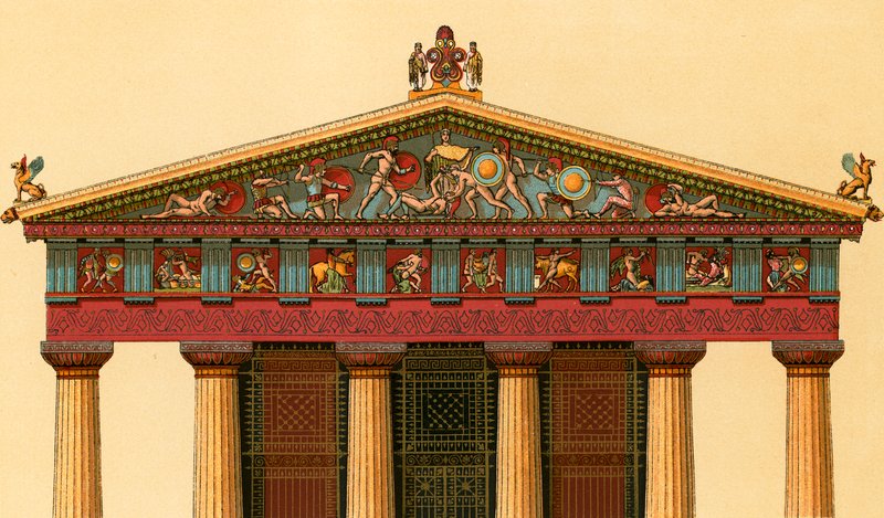 Westelijke gevel van de Tempel van Athene, in Aigina door European School