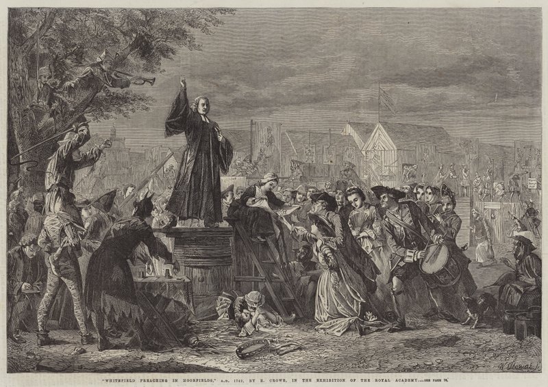 Whitefield predikt in Moorfields, AD 1742 door Eyre Crowe