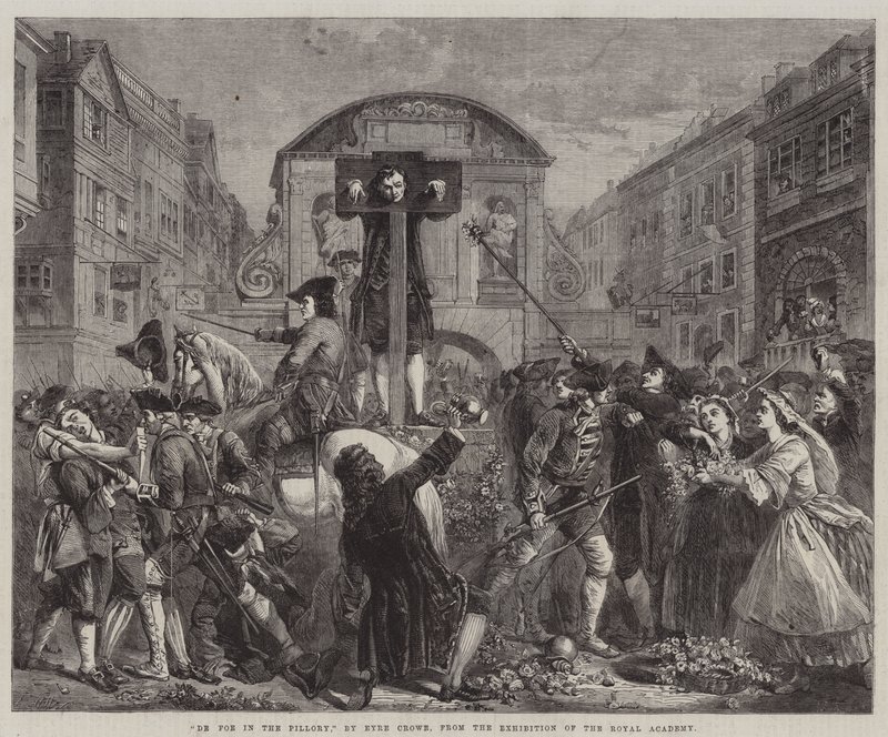 De Foe in de Schandpaal, van de Tentoonstelling van de Koninklijke Academie door Eyre Crowe