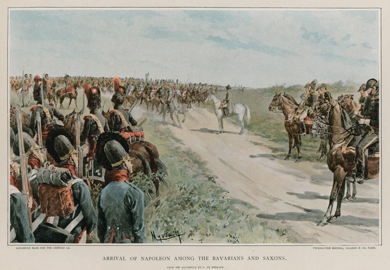 Aankomst van Napoleon onder de Beieren en Saksen door Felicien baron de Myrbach Rheinfeld