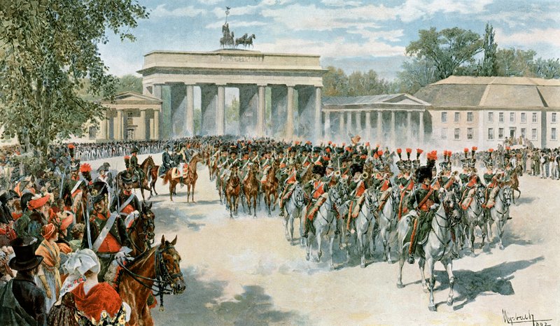 Ingang van het Franse leger in Berlijn door Felicien baron de Myrbach Rheinfeld