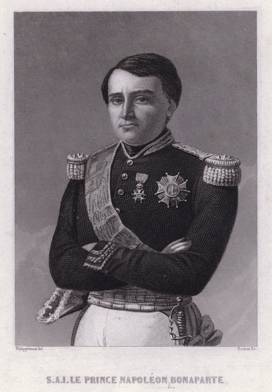 Prins Napoleon Bonaparte, zoon van Jerome, koning van Westfalen, jongste broer van keizer Napoleon I (gravure) door Felix (after) Philippoteaux