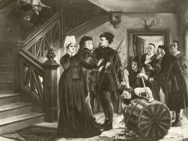 Vrolijke vrouwtjes van Windsor. Act IV-Scene II door Felix Octavius Carr Darley