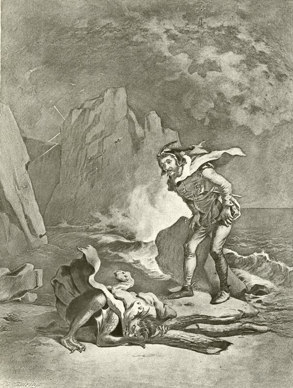 De storm. Act II, Scene II door Felix Octavius Carr Darley