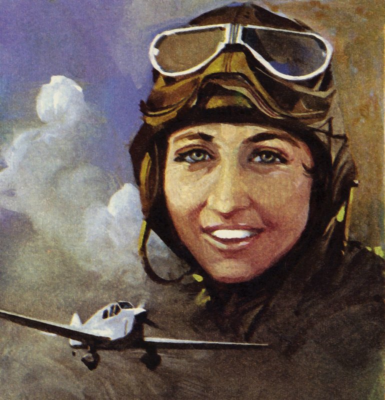 Amy Johnson die van Croydon naar Kaapstad vloog (kleurenlitho) door Ferdinando Tacconi