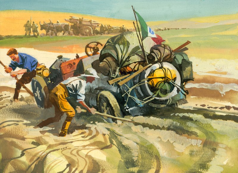 Tienduizend mijl autorace (gouache op papier) door Ferdinando Tacconi
