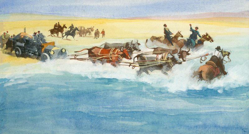 Tienduizend mijl autorace (gouache op papier) door Ferdinando Tacconi