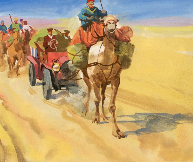Tienduizend mijl autorace (gouache op papier) door Ferdinando Tacconi