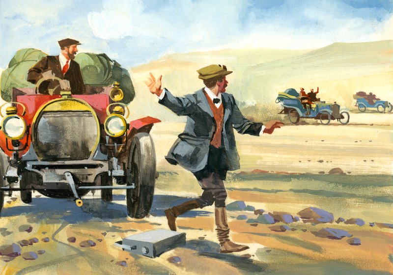 Tienduizend mijl autorace (gouache op papier) door Ferdinando Tacconi