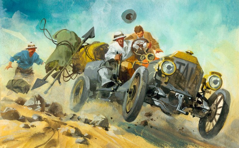 Tienduizend mijl autorace (gouache op papier) door Ferdinando Tacconi