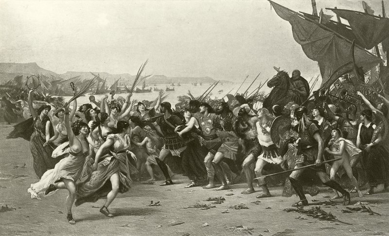 De overwinnaars van Salamis (gravure) door Fernand Cormon