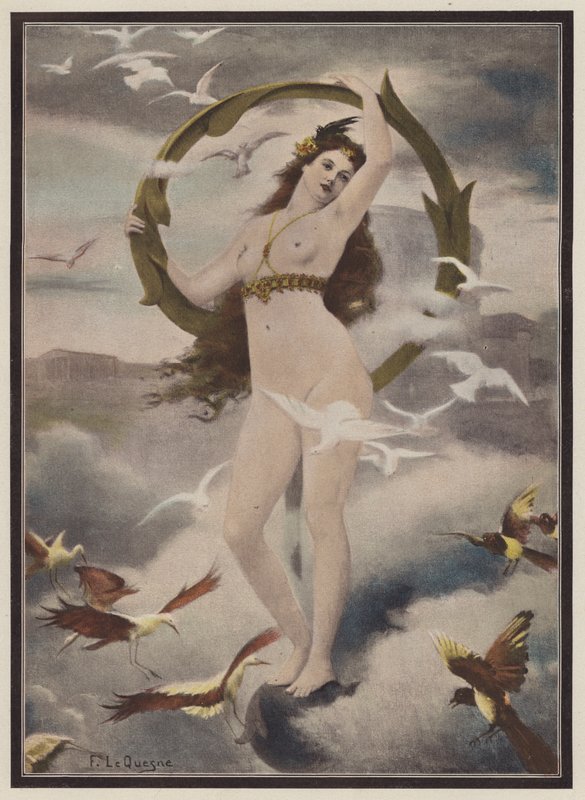 Vrouw omringd door vogels door Fernand Le Quesne
